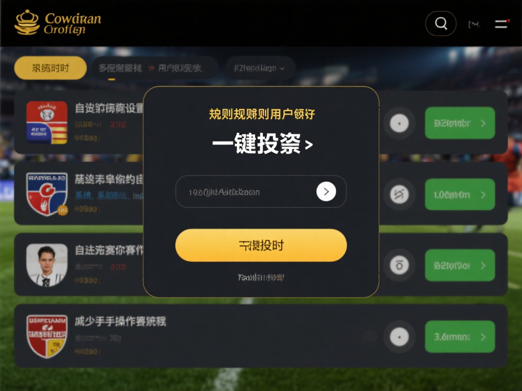 皇冠体育怎么玩省时省力?快速上手教程 (皇冠体育怎么玩省时省力?快速上手教程助你轻松入门!) 另外,皇冠体育支持一键投注功能,对于熟悉规则的用户